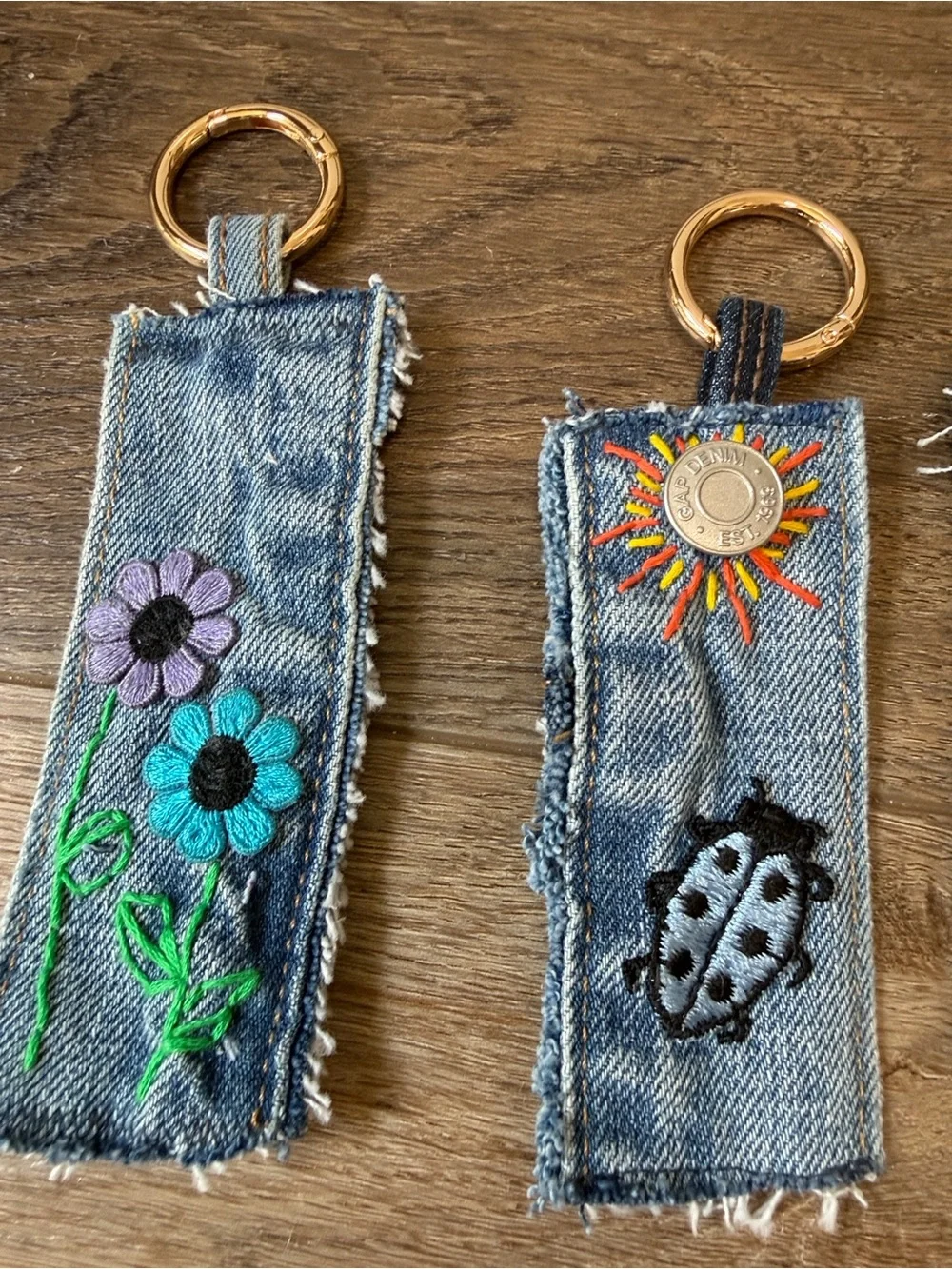 Handmade Denim Keychains available with patches